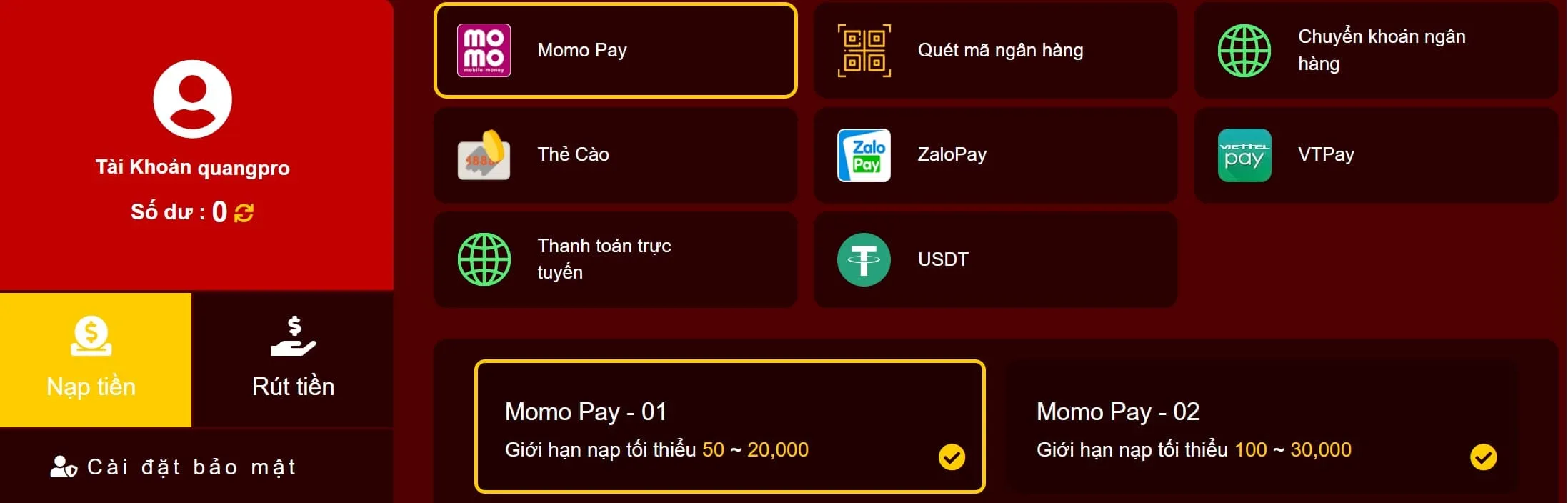 rút tiền u9win